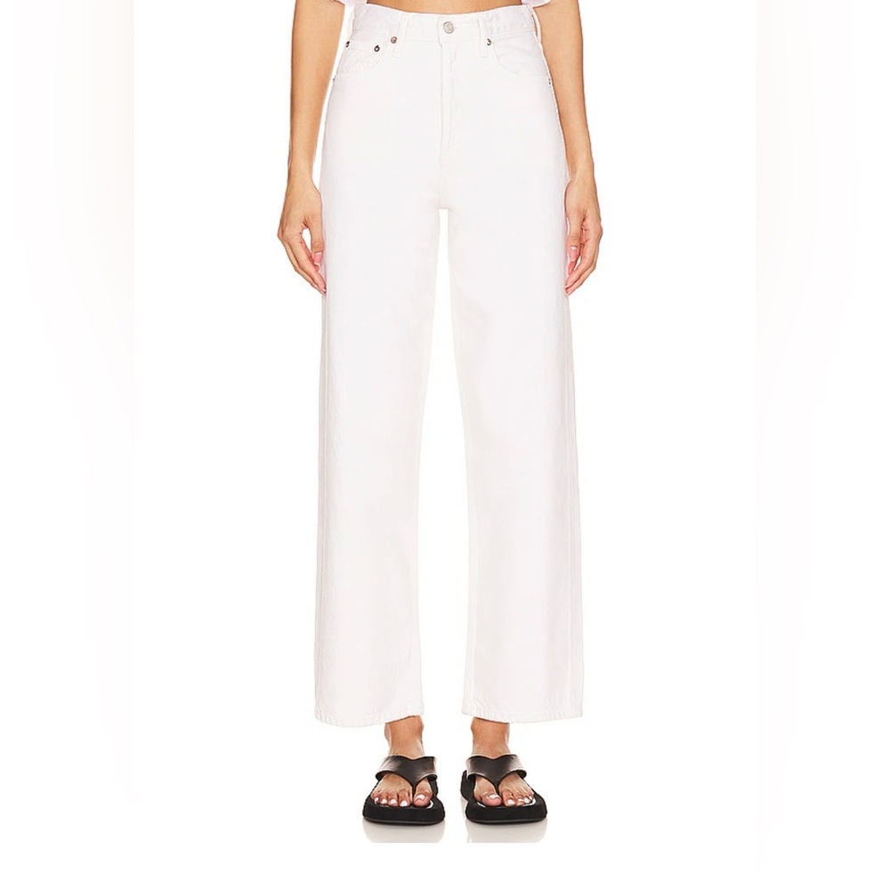 Agolde White High-Rise Wide-Leg Jeans